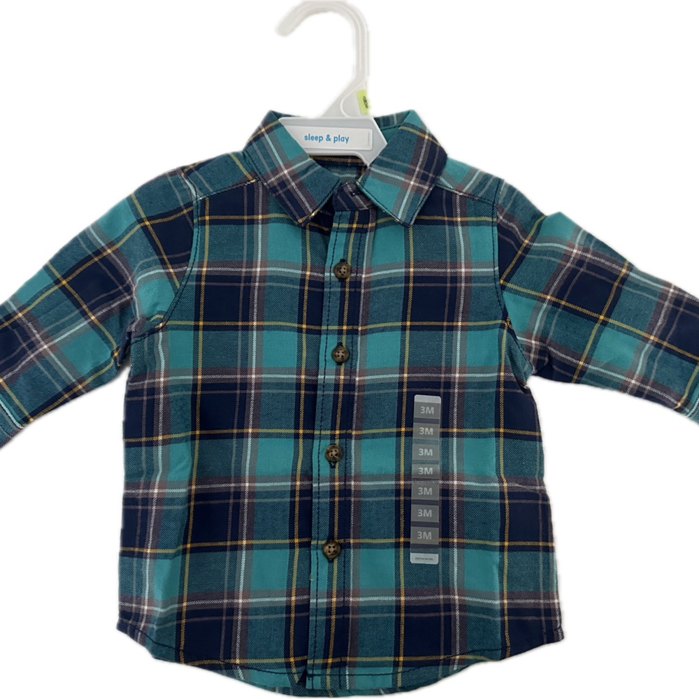 Carters- Baby Boy Plaid Green long sleeve Shirt 3m